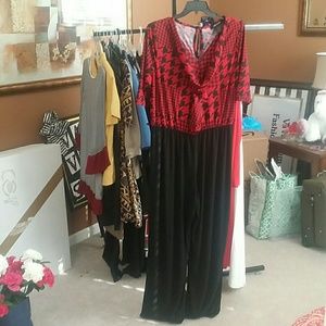 Ashley Stewart Red and Black Pant Jumper